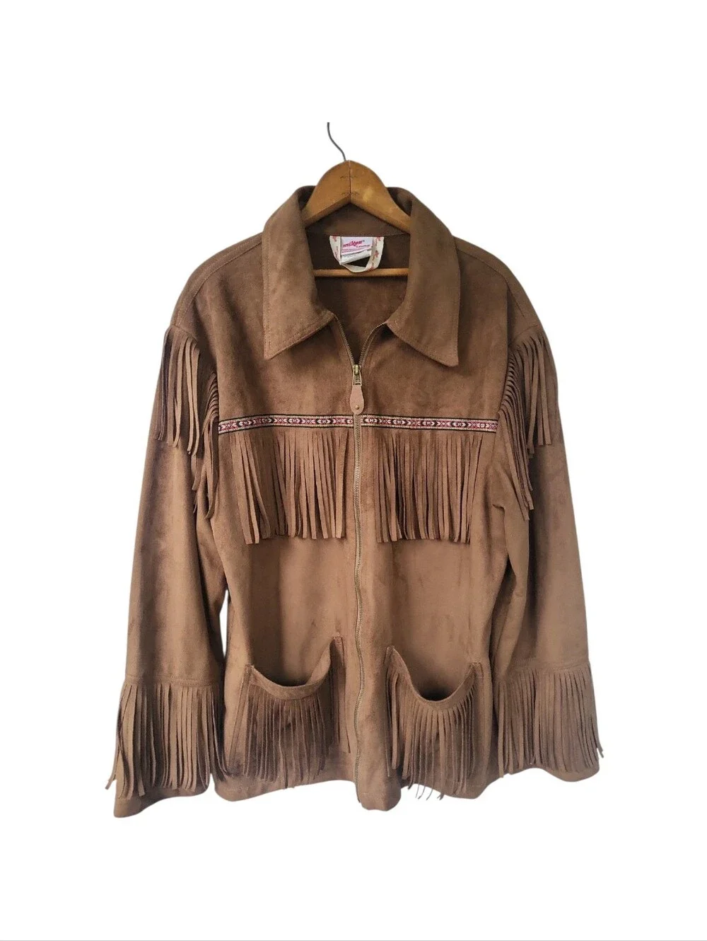 Vintage Milton Funwear Faux Suede Fringe Hippie Western Jacket Men's M